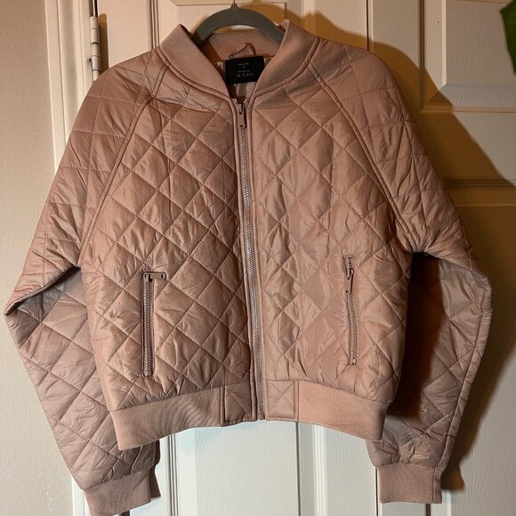Story On Women's Quilted Bomber Jacket - Taupe - Size Medium - Picture 1 of 2